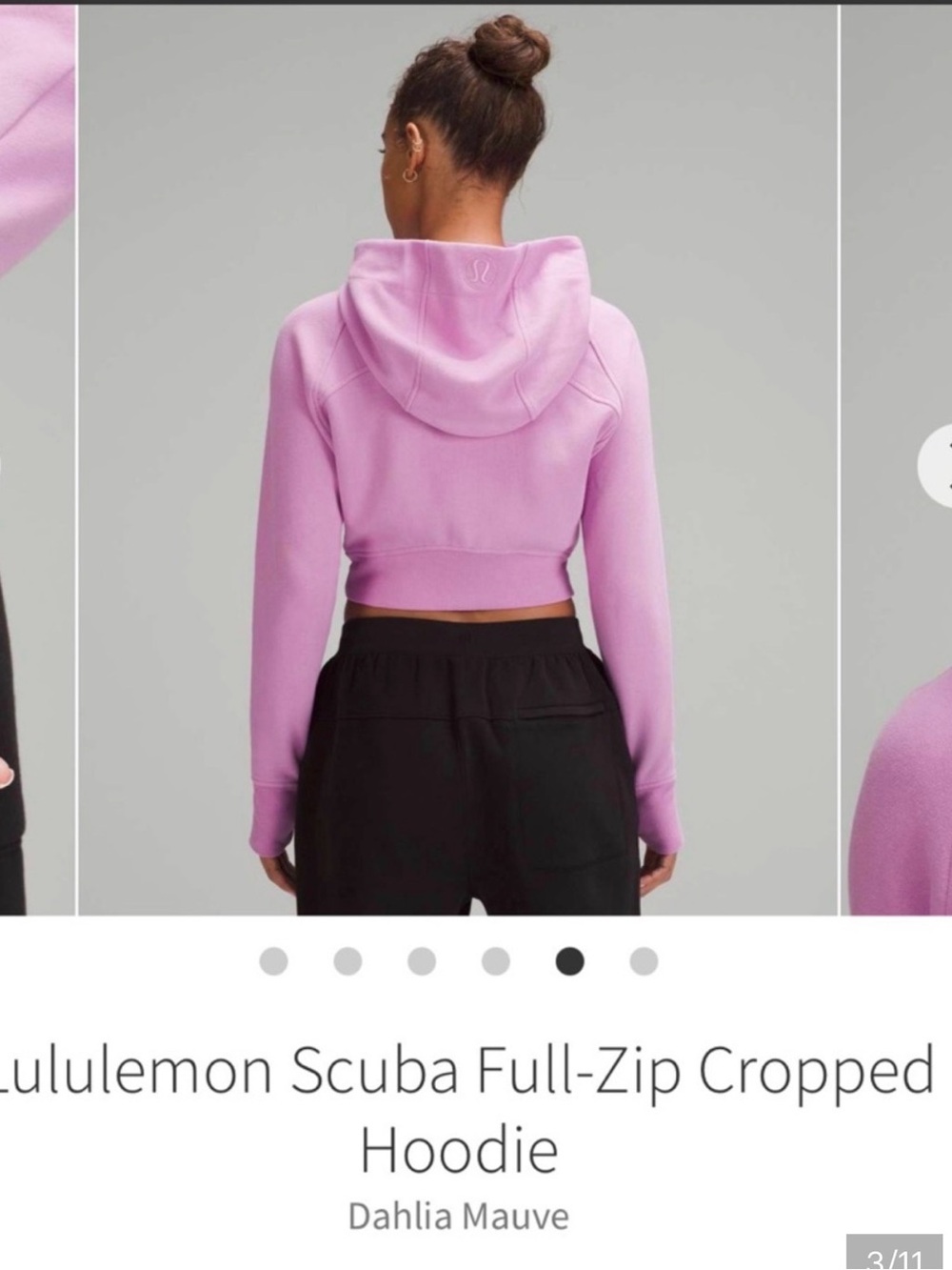 Lululemon Cropped Full-zip Scuba Hoodie in Dahlia Mauve - Picture 3 of 13